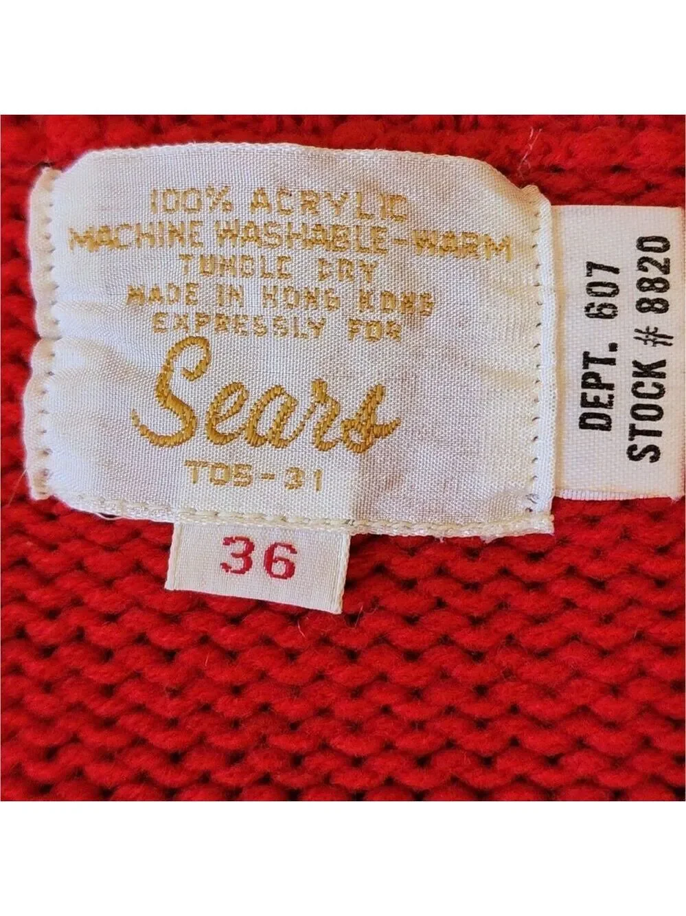 Vtg 60s 70s Sears Red Double Breasted Grandmacore Mod Knit Sweater Bell Sleeve S